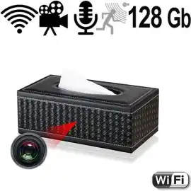 Wifi SpyCam in Taschentuchbox-Kosmetiktücherbox, 128 GB