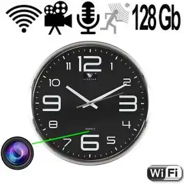 IP-Full-HD Spy-Cam in Wanduhr, 128 GB